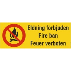 Eldning förbjuden - tre språk